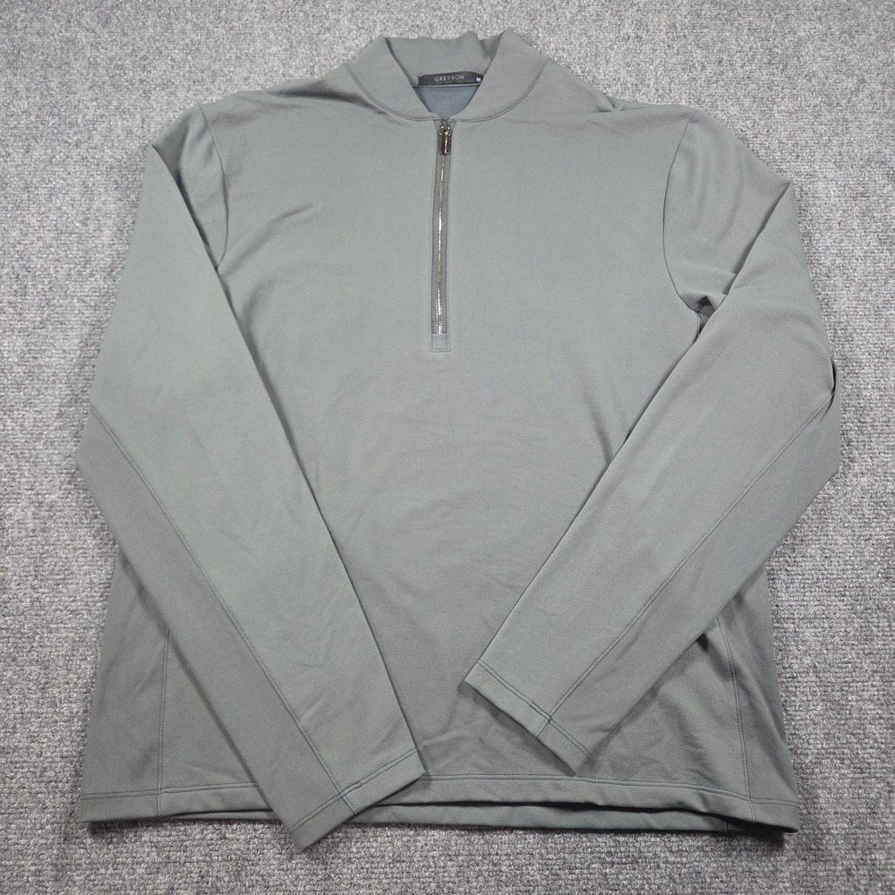 Greyson Mens Gray Quarter Zip Golf Activewear Blade Collar Wolf Logo